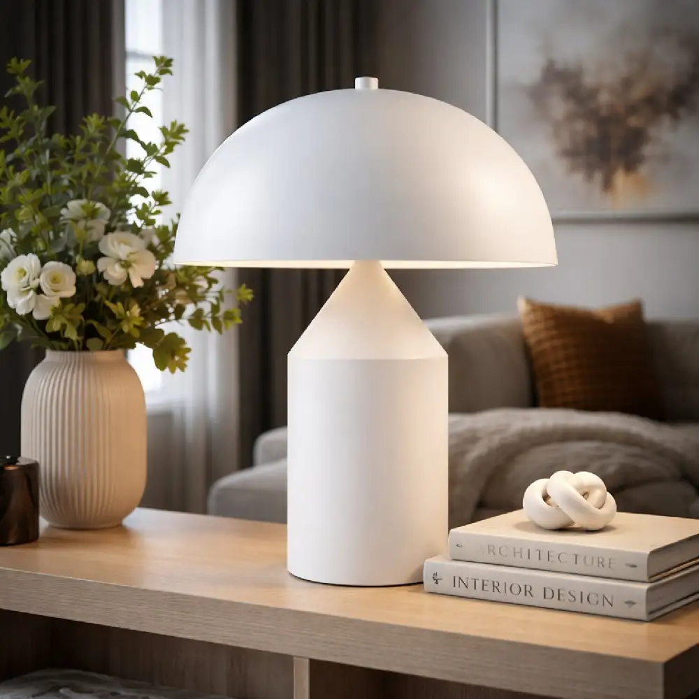 Dome Shade Painted Metal Table Lamp