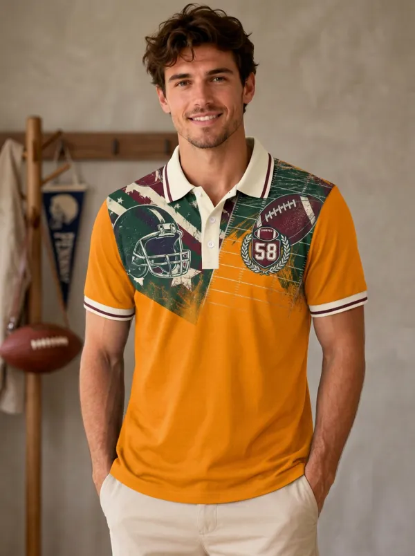 Men's Heritage Gridiron Helmet Number Polo Shirt