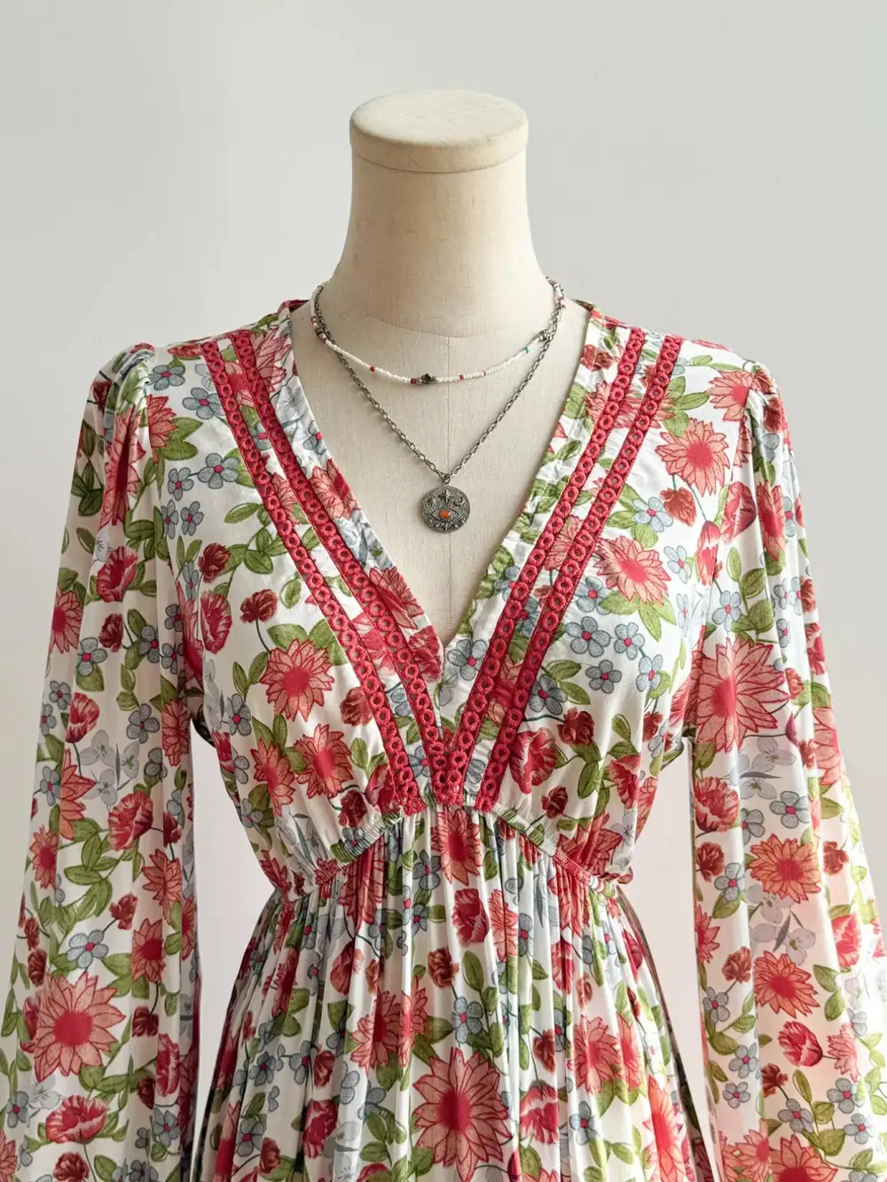 V-Neck Bohemian Midi Dress