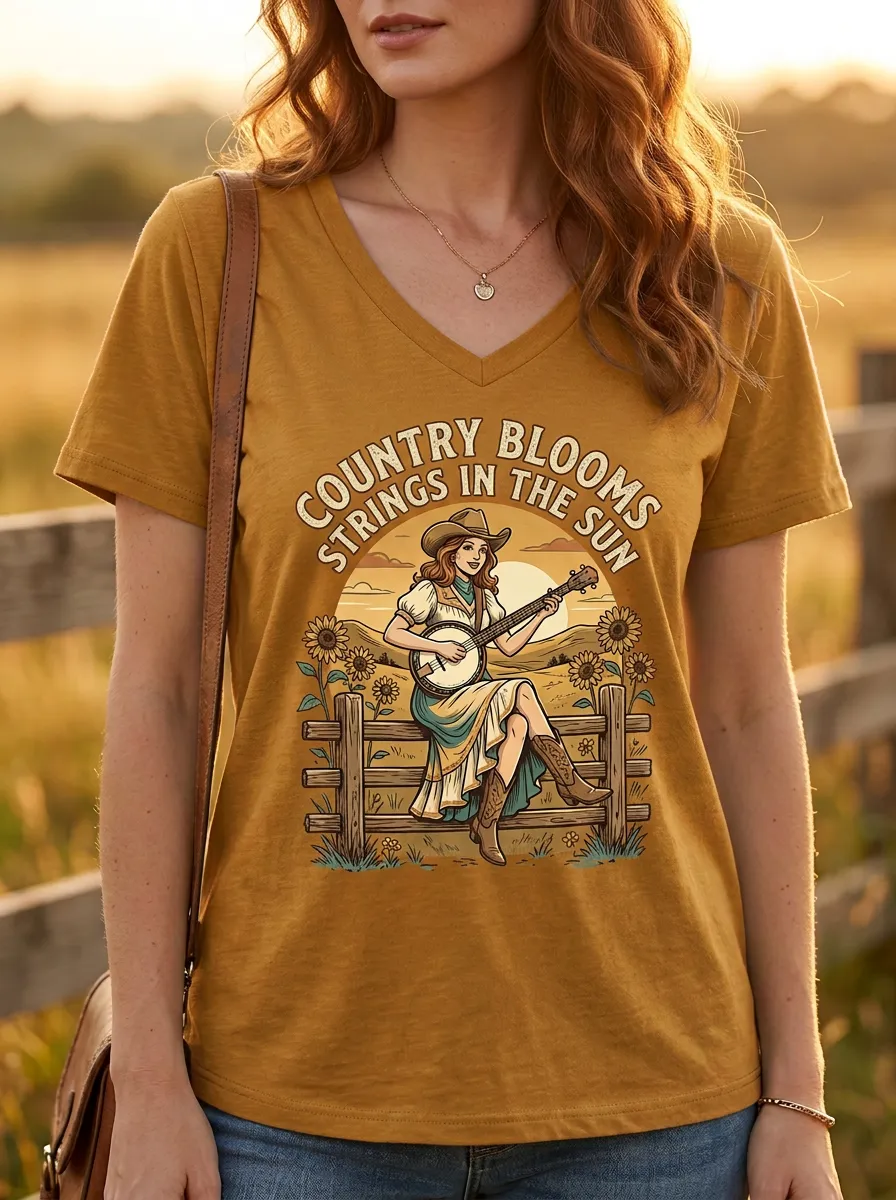 Southern-Inspired Custom Country Music V-Neck T-Shirt