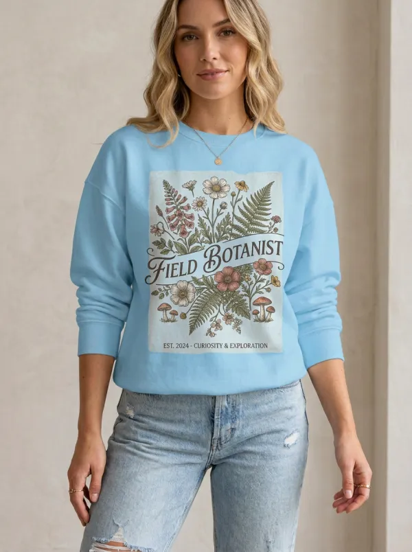 Field Botanist Nature Lover Floral Mushroom Sweatshirt