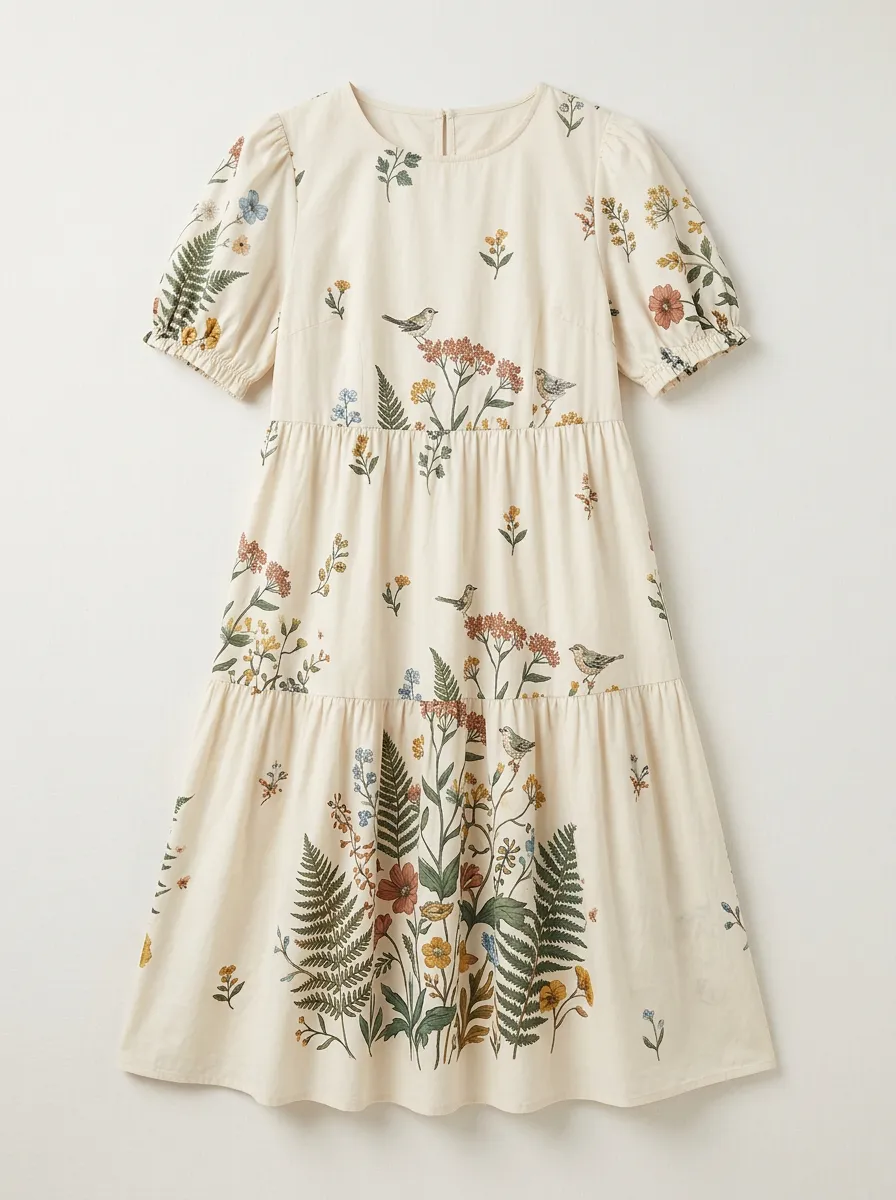 Nature Lover Botanical Bird Fern Dress