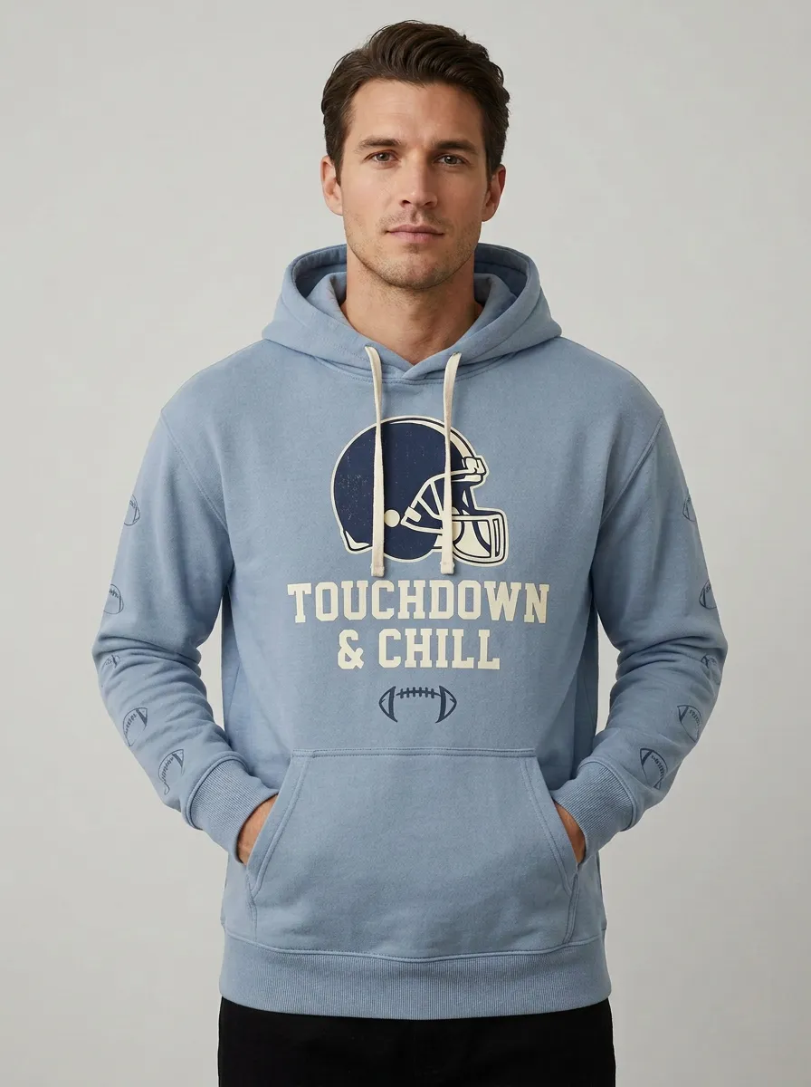 Men's American Football Lover Touchdown & Chill Helmet Hoodie