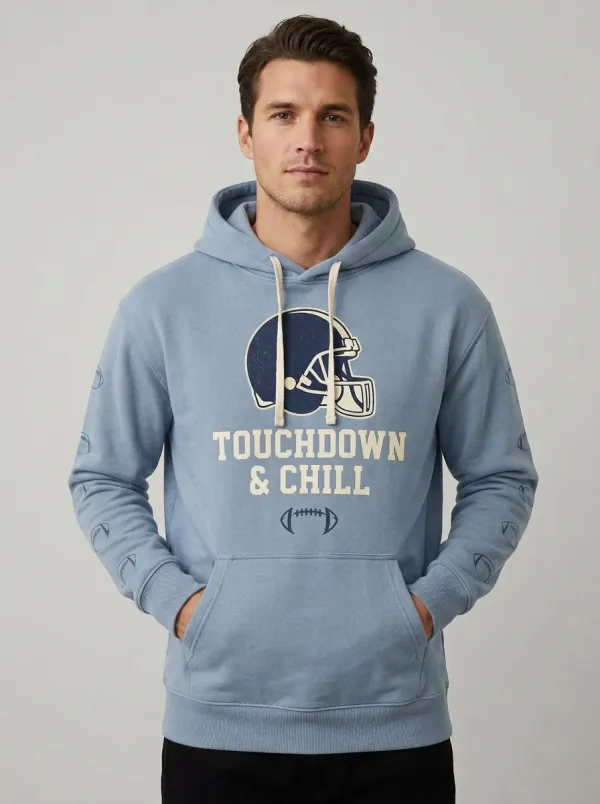 Men's American Football Lover Touchdown & Chill Helmet Hoodie