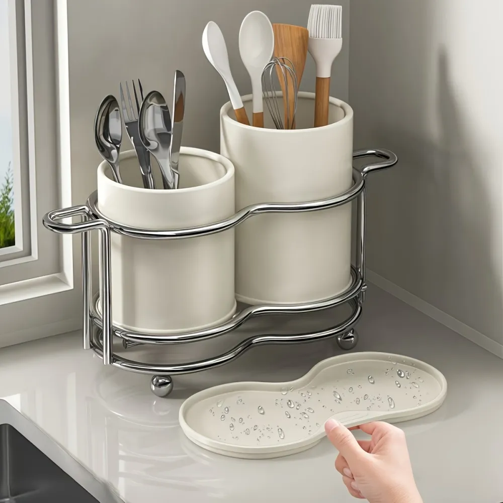 Dual Compartment Utensil Holder