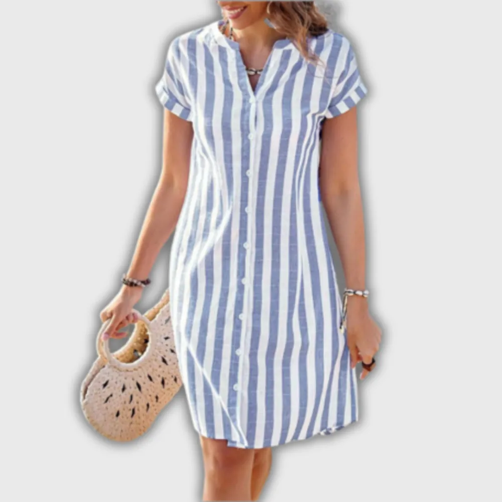 Striped Cotton Relaxed Midi Dress
