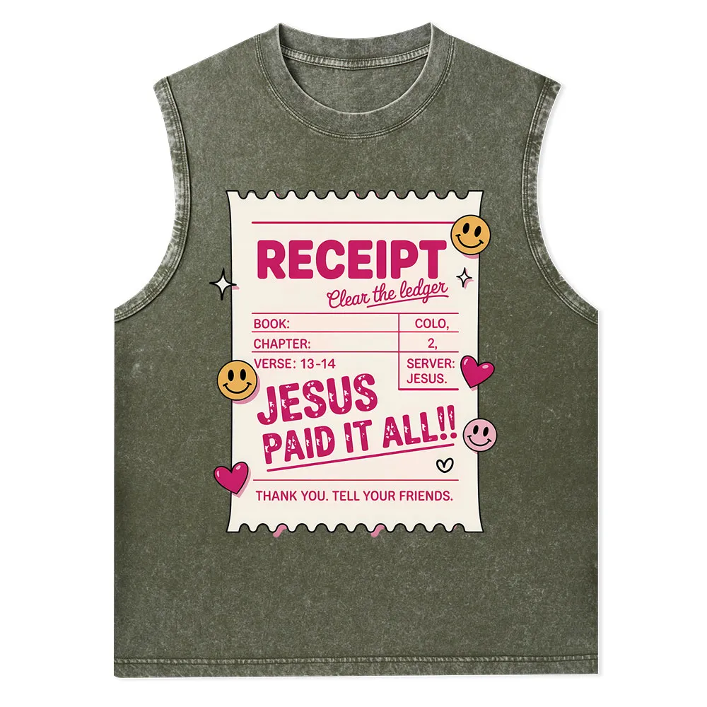 Jesus Paid It All Christian Washed Tank Top