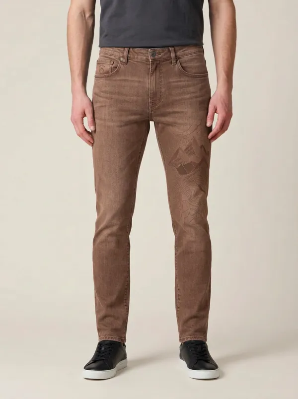 Men's Outdoor Mountain Topographic Graphic Stretch Jeans