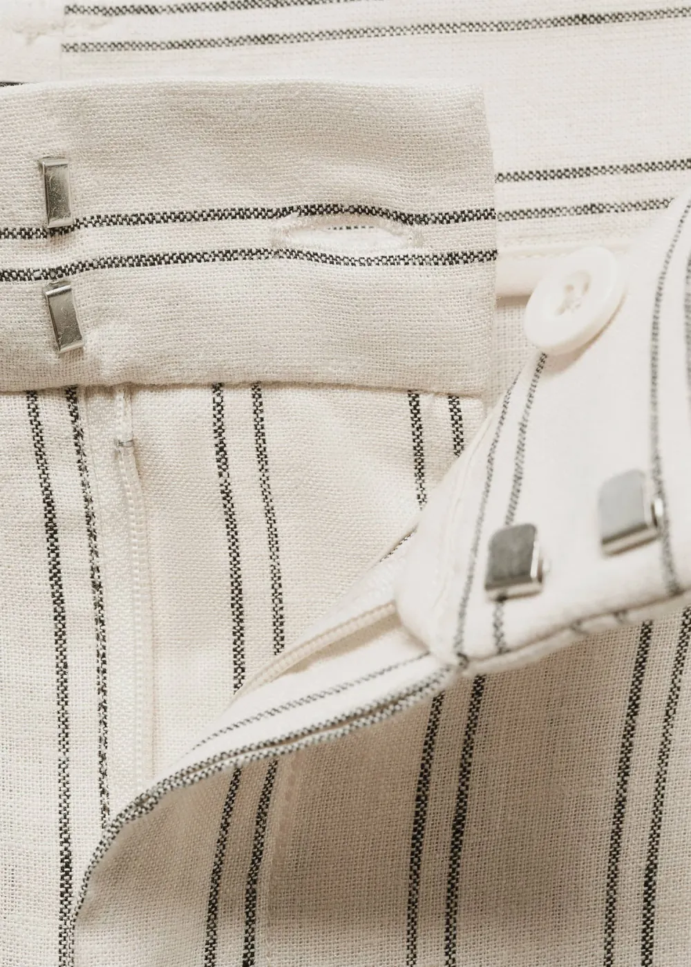 Striped Linen-Blend Pants