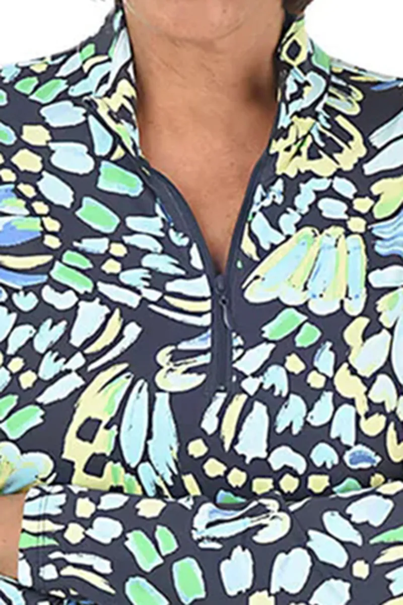 Sunny Brushstroke Mock Neck Top