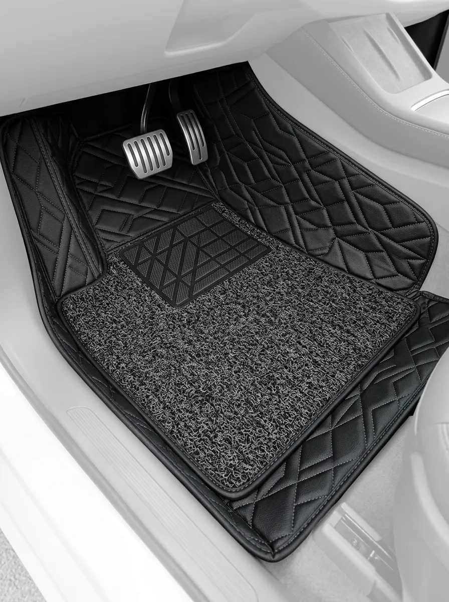 Modern Diamond-Quilted Quilted Floor Mats
