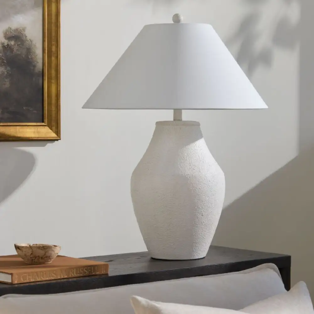 Linen Shade Outdoor Ceramic Metal Linen Table Lamp