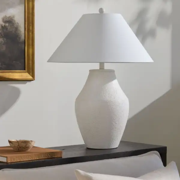 Linen Shade Outdoor Ceramic Metal Linen Table Lamp