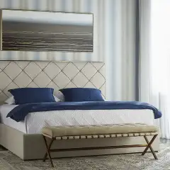 Button-Tufted Tufted Leather Accent Bench