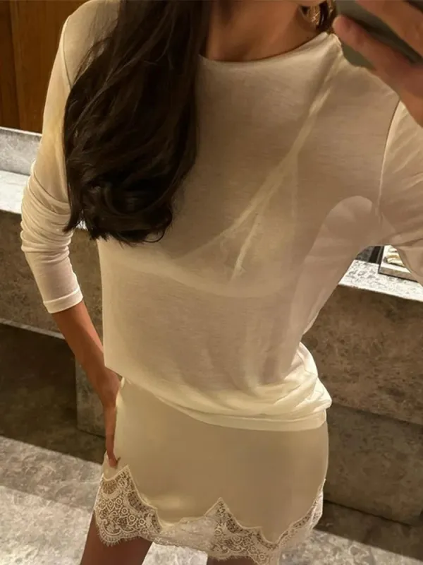 Flowy Lace Satin High Waist Set