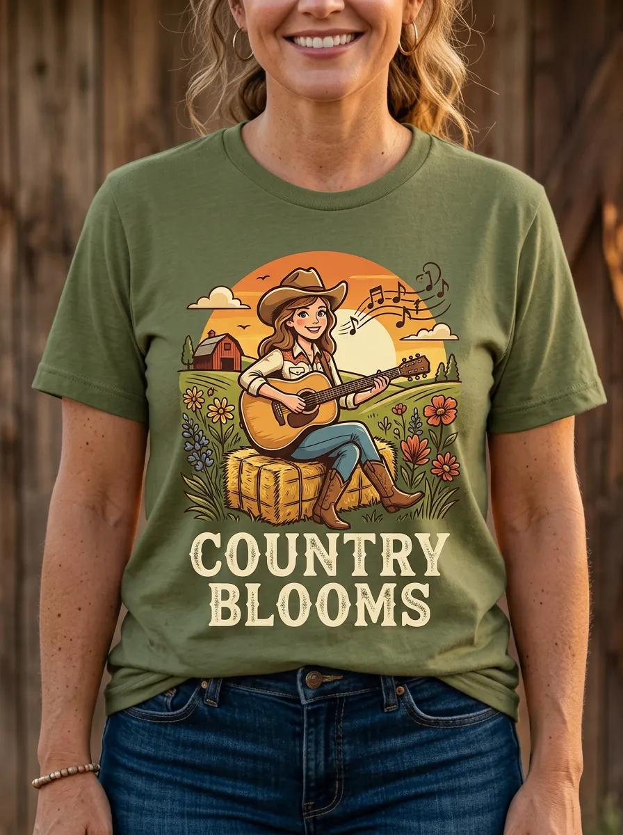 Guitar Country Music Graphic T-Shirt