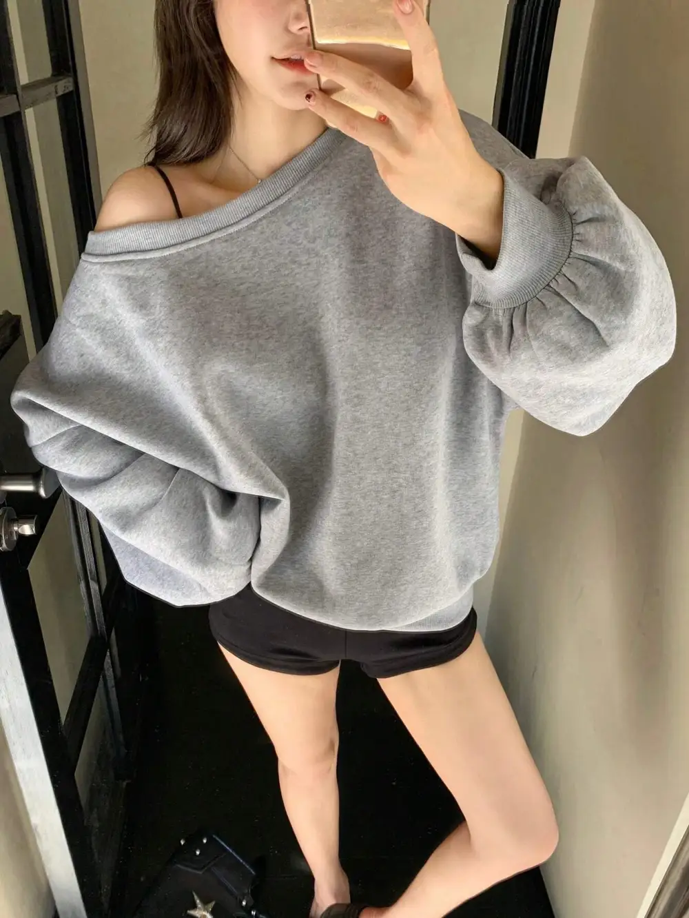 Women Asymmetrical Neck Fleece Lined Relaxed Fit Sweatshirt