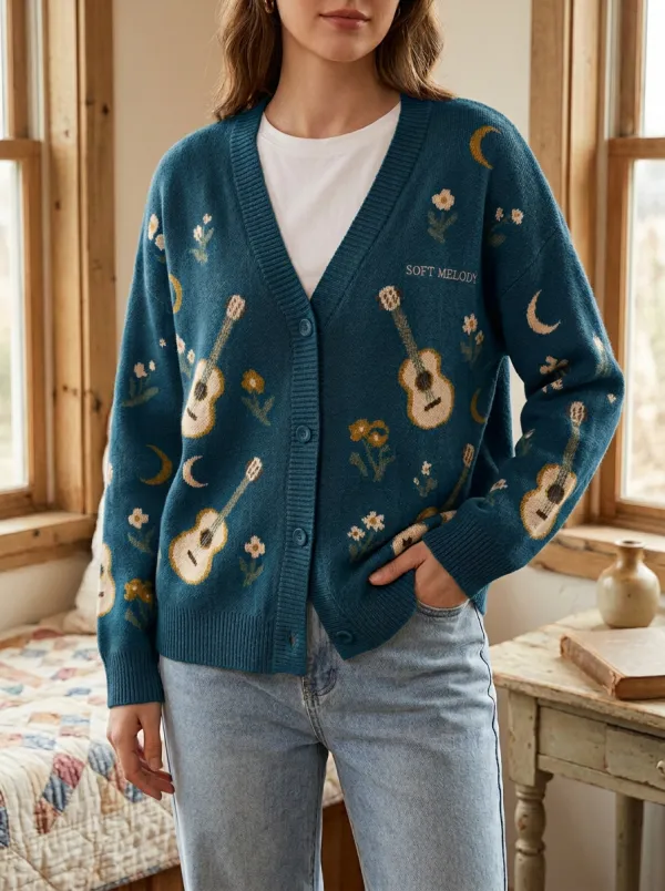 Heritage Guitar Women's Country Music Casual Cardigan