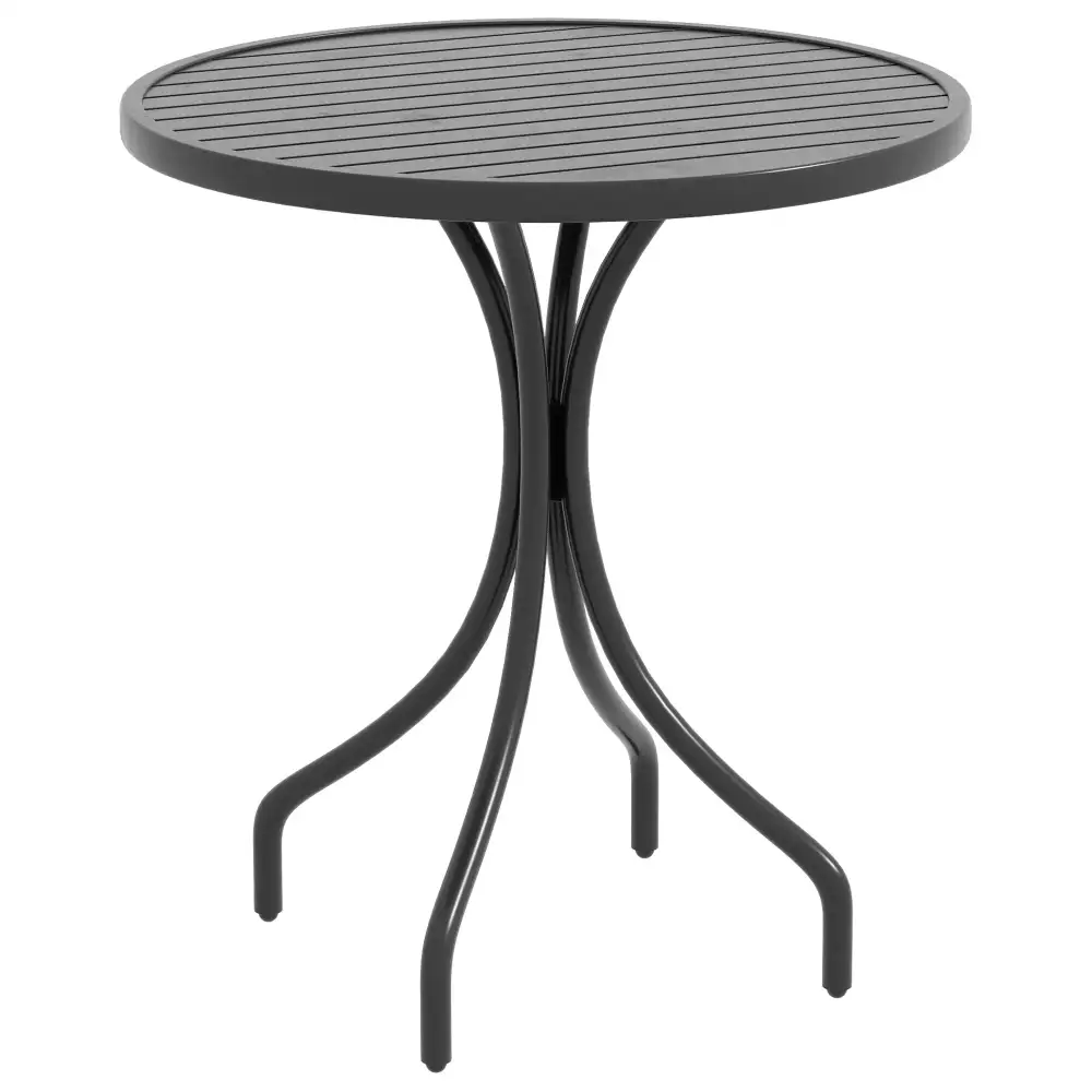 Round Slatted Metal Outdoor Side Table
