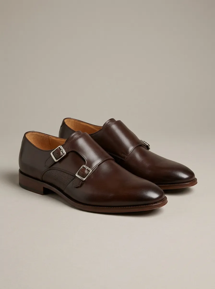 Men's Everyday Business Formal Leather Double Monk Strap Shoes