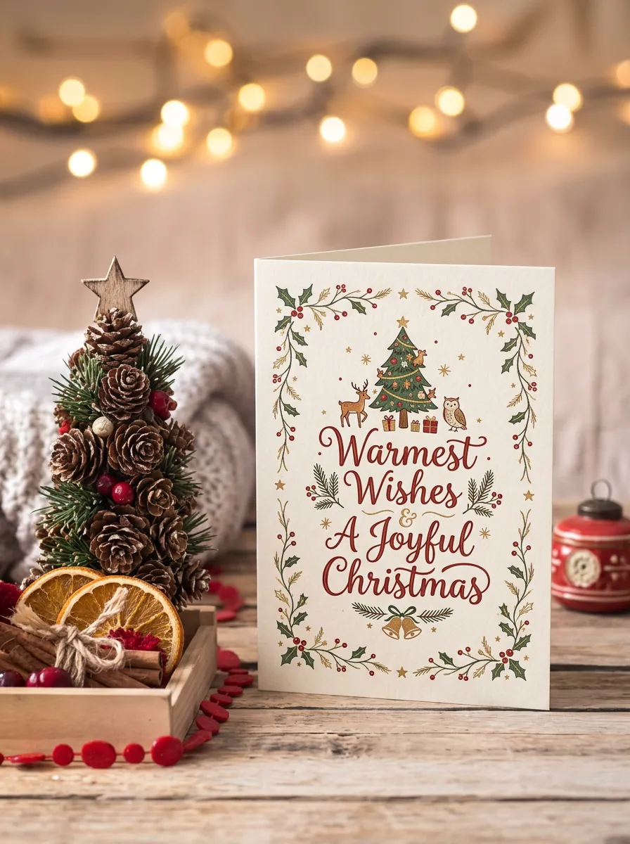 Christmas Tree Deer Owl Greeting Card