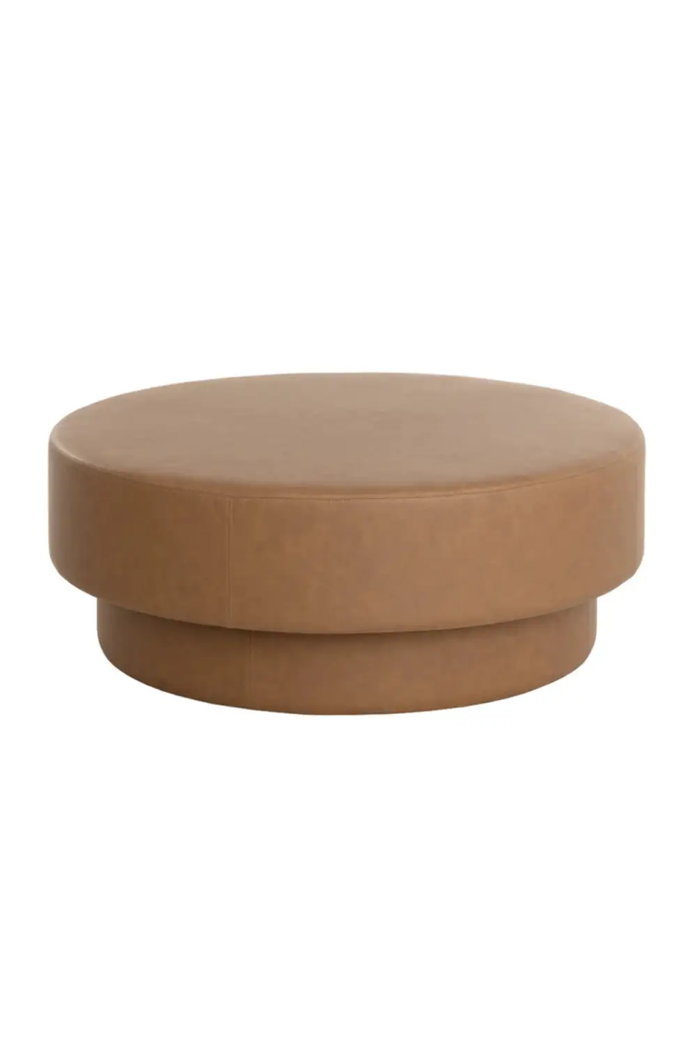 Round Leather-Style Ottoman