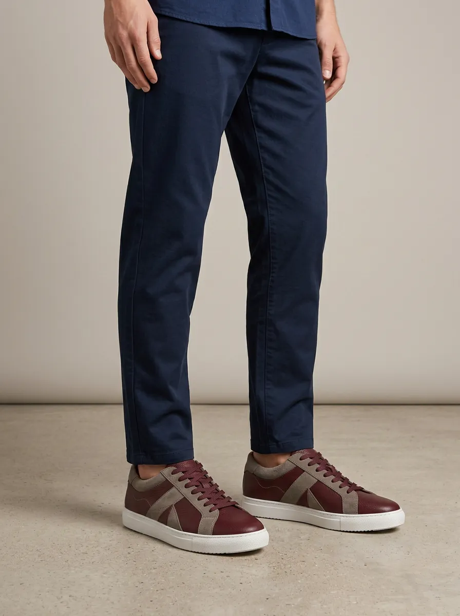 Men's Casual Suede Leather Colorblock Casual Sneakers