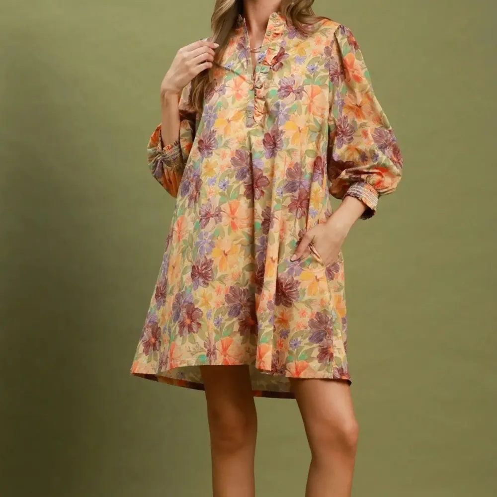 Floral Smocked Puff Sleeve Dress