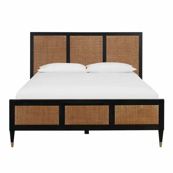 Woven Modern Rattan Wood Refined Bed