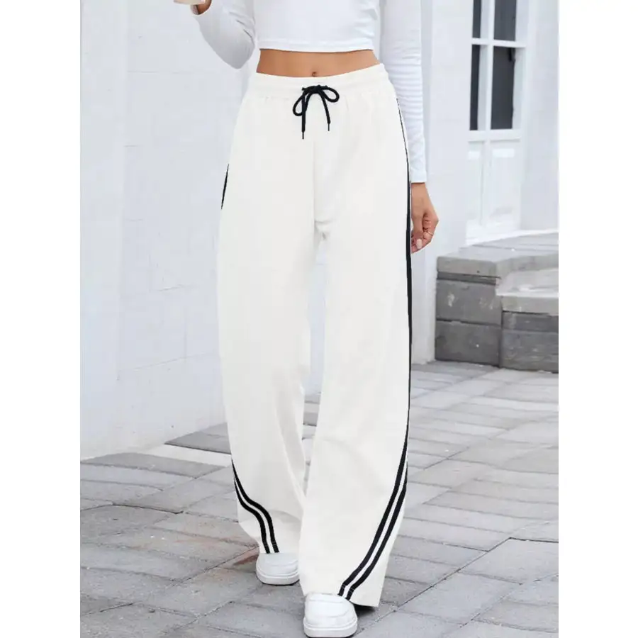Side Striped Wide Leg Pants