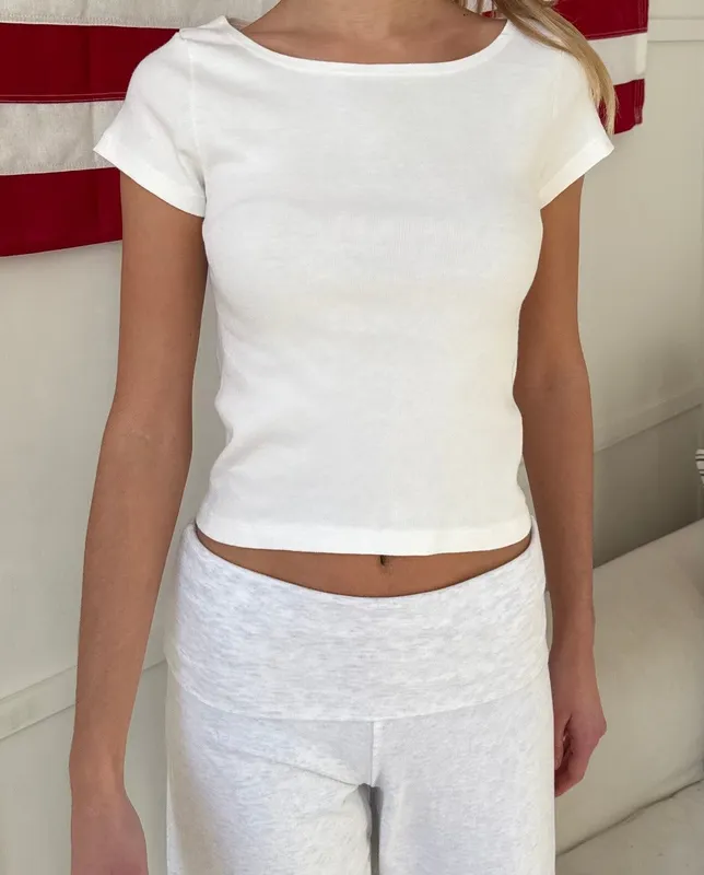 White Boat Neck Top