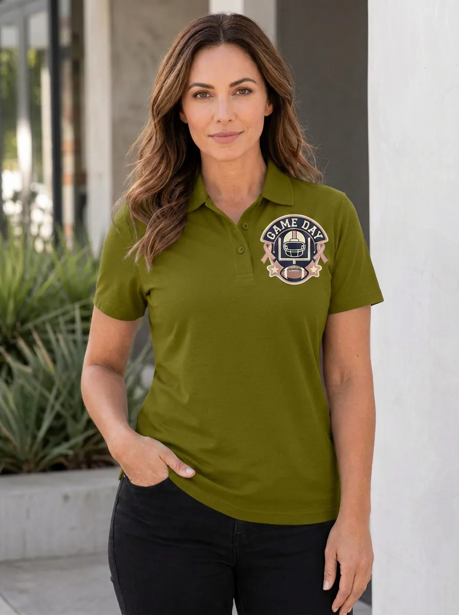 Football Game Day Helmet Ribbon Graphic Polo Shirt