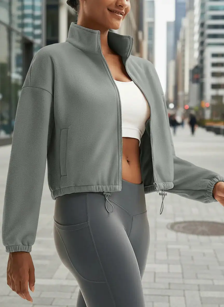 Cropped Fleece Collar Jacket