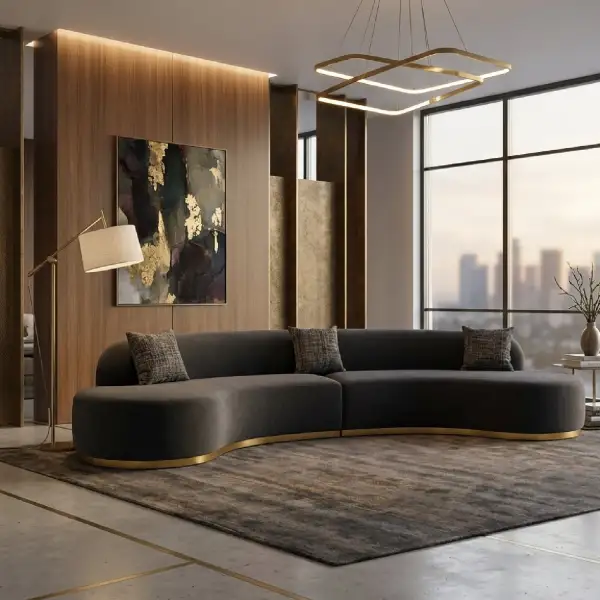 Textured Sectional Curved Sectional Sofa