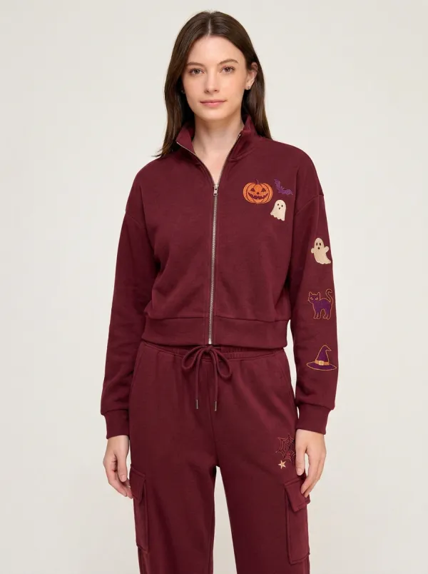 Women's Halloween Ghost Pumpkin Cat Printed Tracksuit Set
