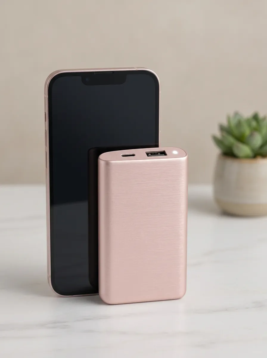 Rose Gold Brushed Metal Power Bank