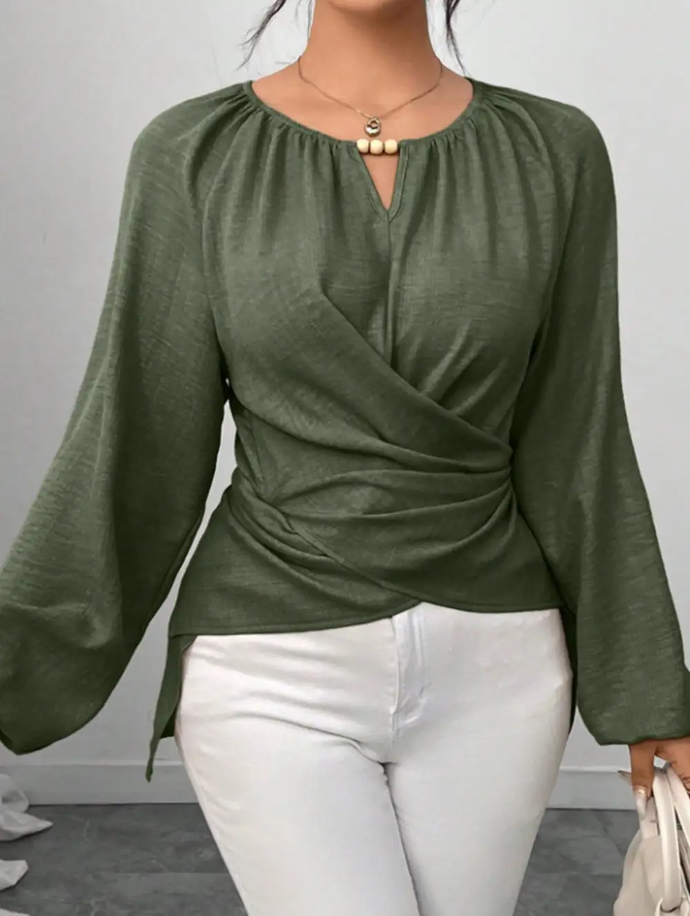 Tie Hem Irregular Long Sleeve Tee