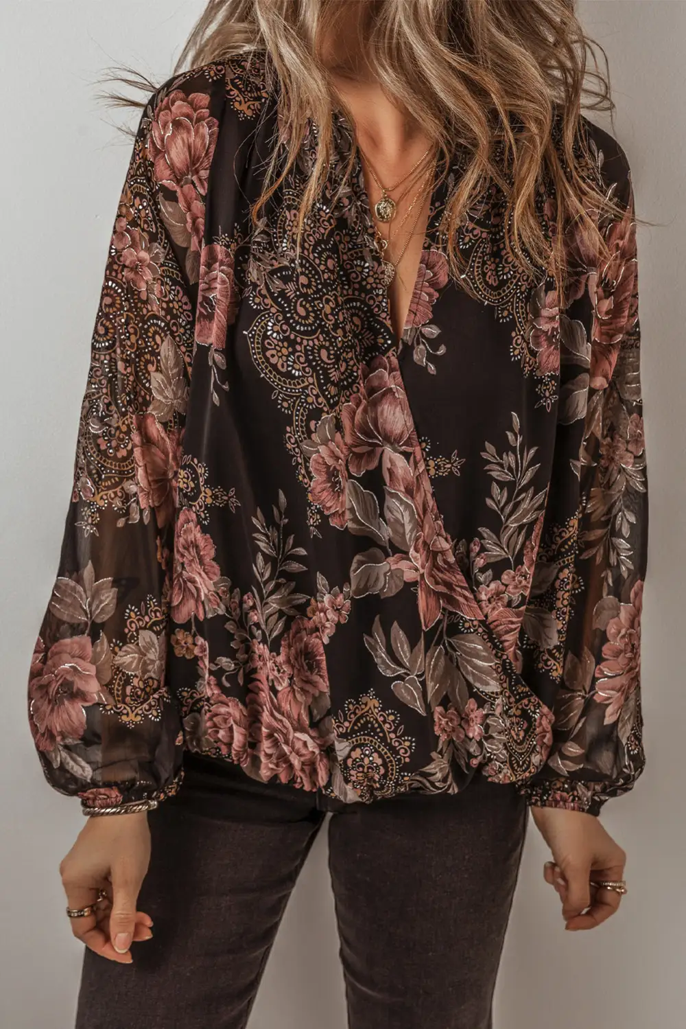 Floral V-Neck Blouse