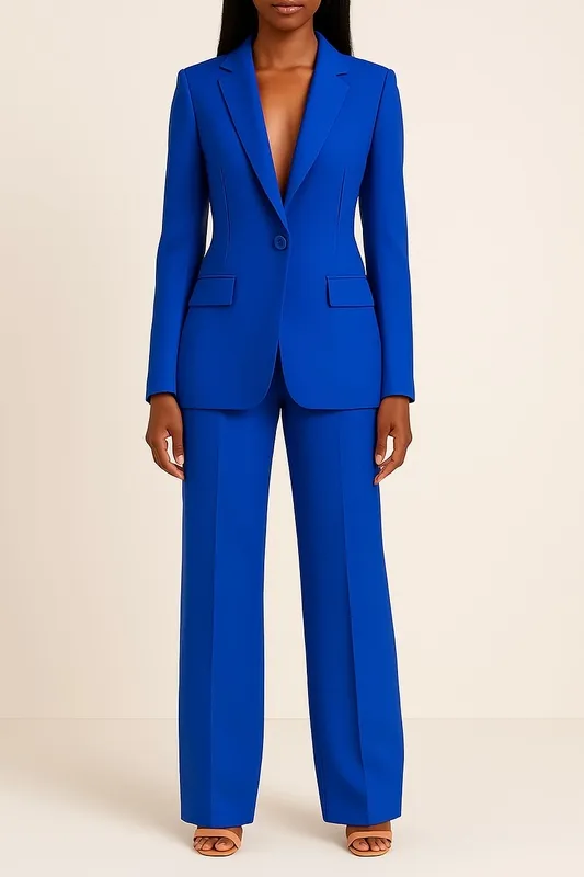 Polished Formal Suit Set with Tailored Long Blazer