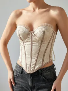 Jacquard Lace-Up Women's Corset Top