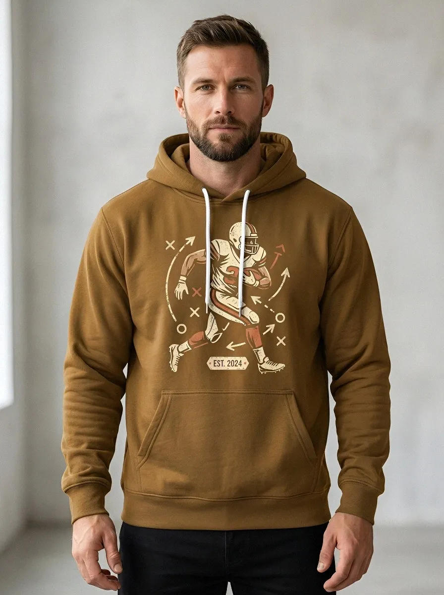 Men's American Football Player Strategy Printed Hoodie