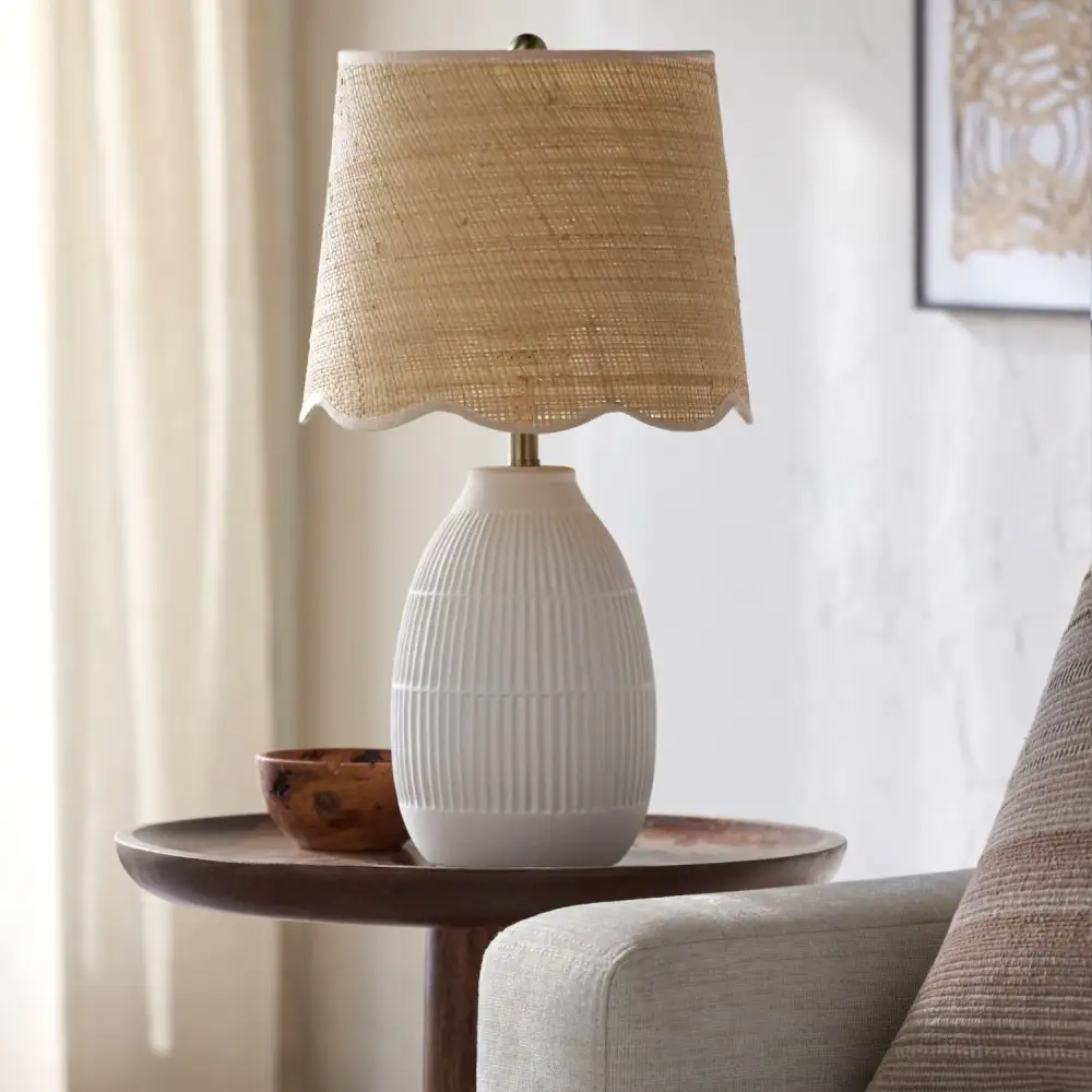Ceramic Metal Jute Table Lamp