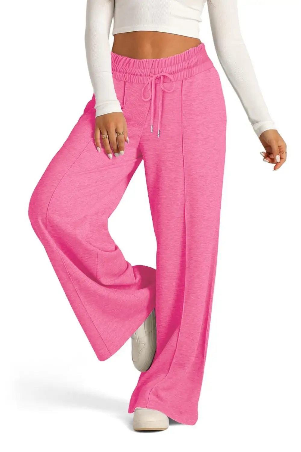 Relaxed Drawstring Elastic Waist Wide Leg Pants