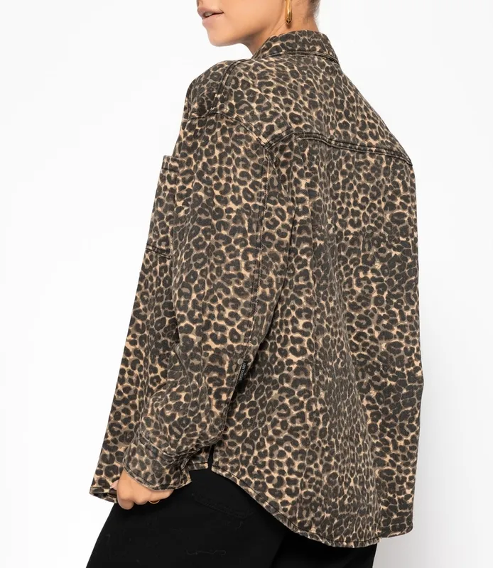 Beige Denim Animal Print Jacket
