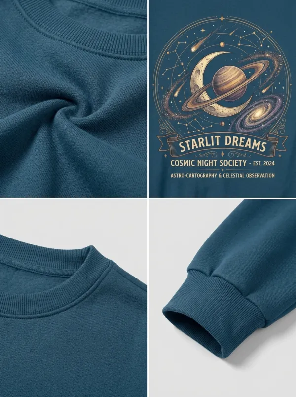 Women's Astronomy Lover Starlit Dreams Planet Printed T-shirt