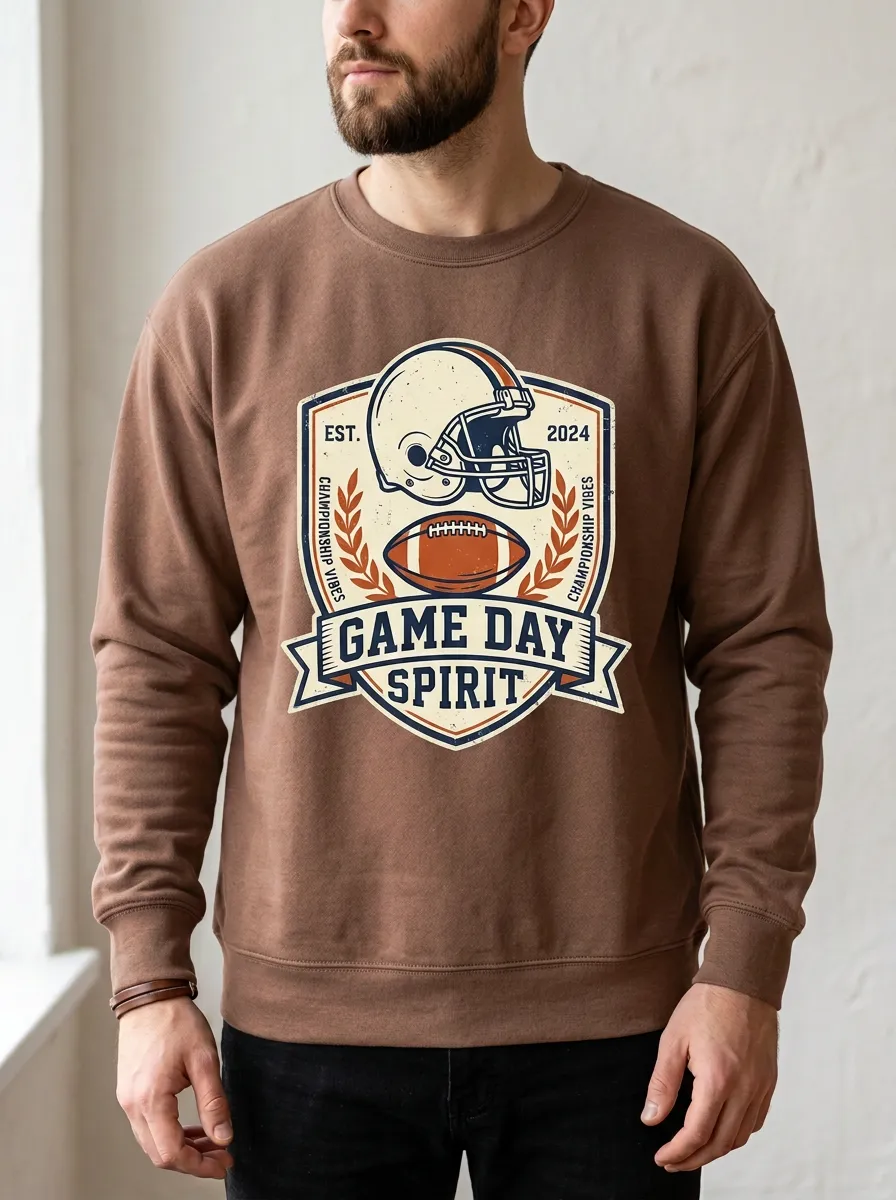 Men's American Football Game Day Spirit Helmet Printed Sweatshirt