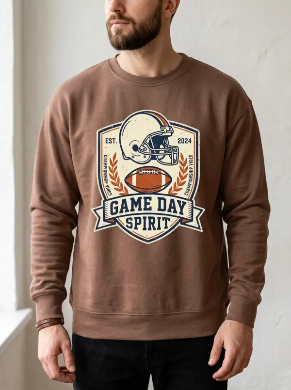 Men's American Football Game Day Spirit Helmet Printed Sweatshirt