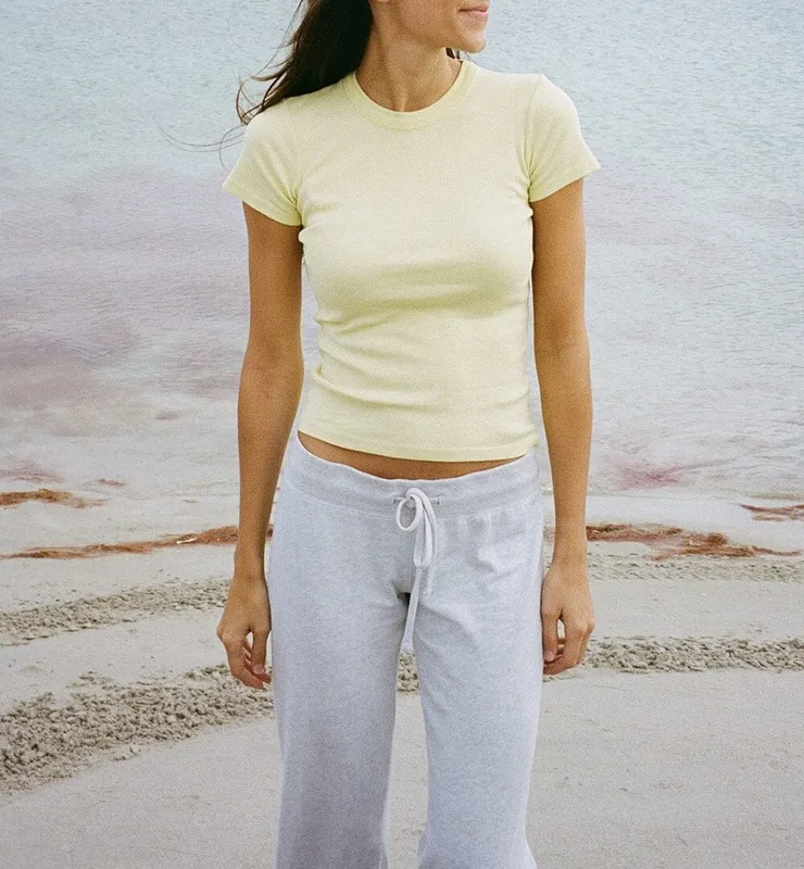 Pastel Yellow Crew Neck Top