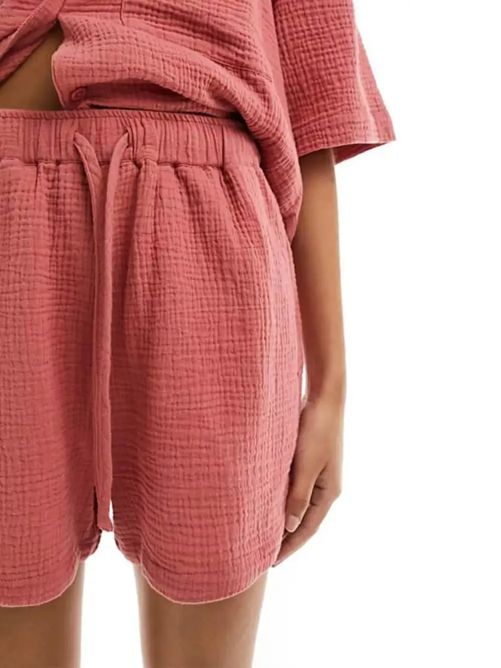 Relaxed Fit Button Up Shirt Shorts Set