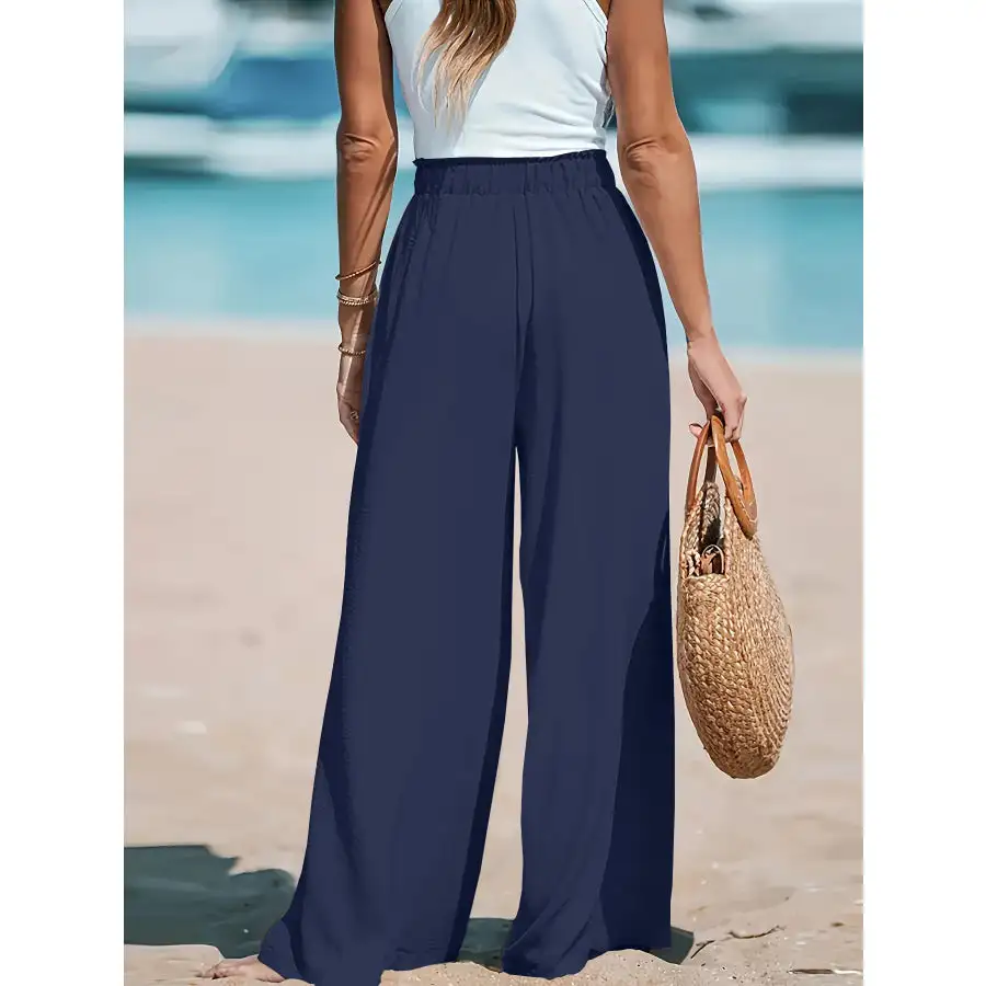 Full Size Drawstring Waist Wide Leg Pants Plus Size